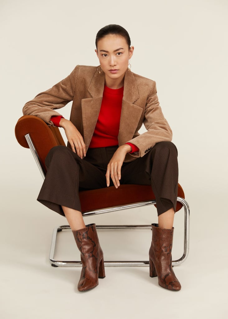 Mango Snake Leather Ankle Boots