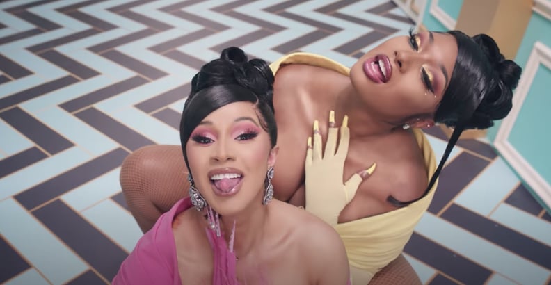 Cardi B and Megan Thee Stallion's Candy Pink and Yellow Makeup and Nails