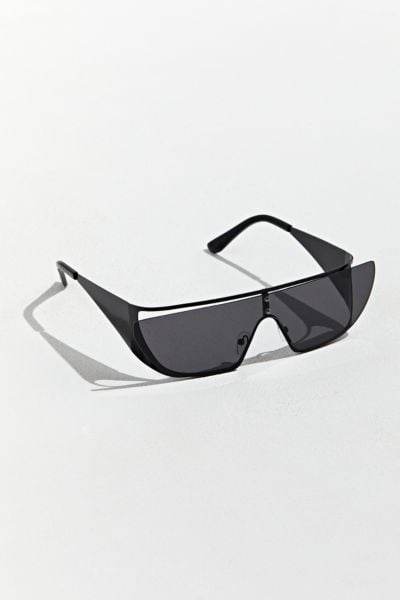 Metal Cutout Lens Wrap Sunglasses