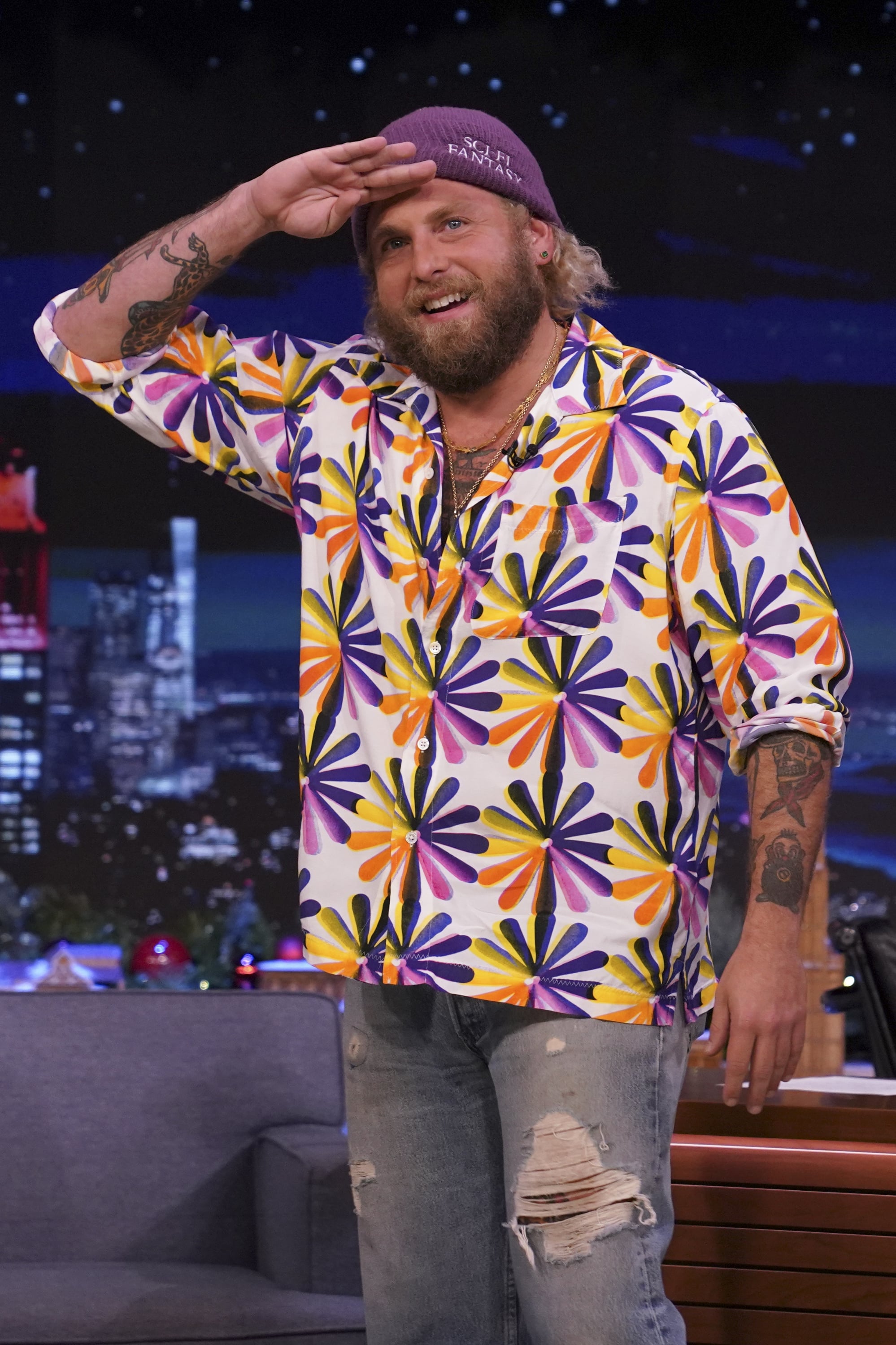 THE TONIGHT SHOW STARRING JIMMY FALLON -- Episode 1565 -- Pictured: Actor Jonah Hill arrives on Monday, December 6, 2021 -- (Photo by: Rosalind OConnor/NBC/NBCU Photo Bank via Getty Images)