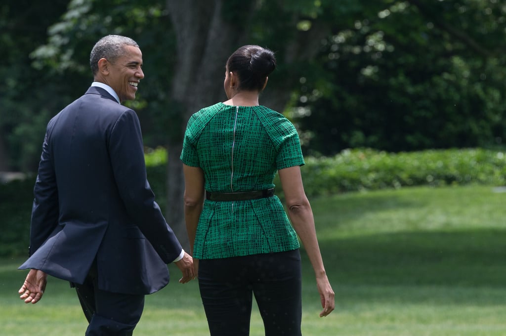 President Obama gave Michelle a sweet look as they left the White House in June.