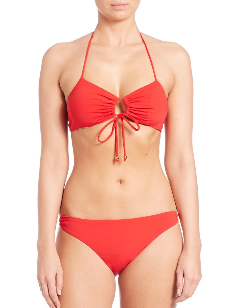 Shoshanna Lattice-Back Halter Bikini Top ($120) and Bottom ($99)