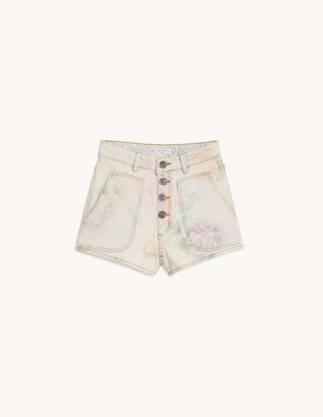 printed jean shorts