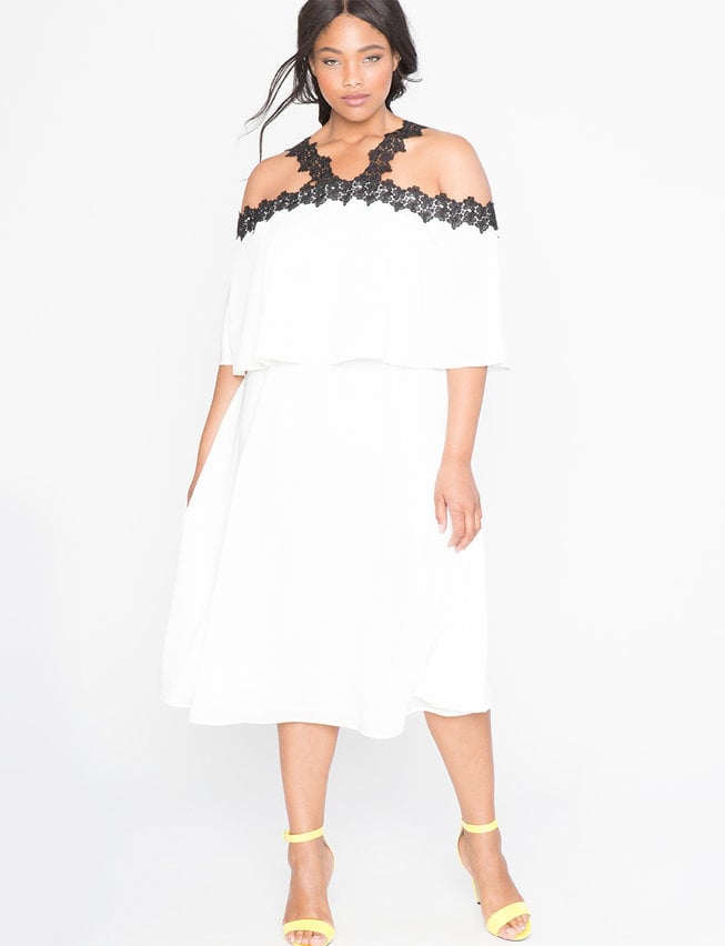 ELOQUII Off the Shoulder Lace Detail Dress