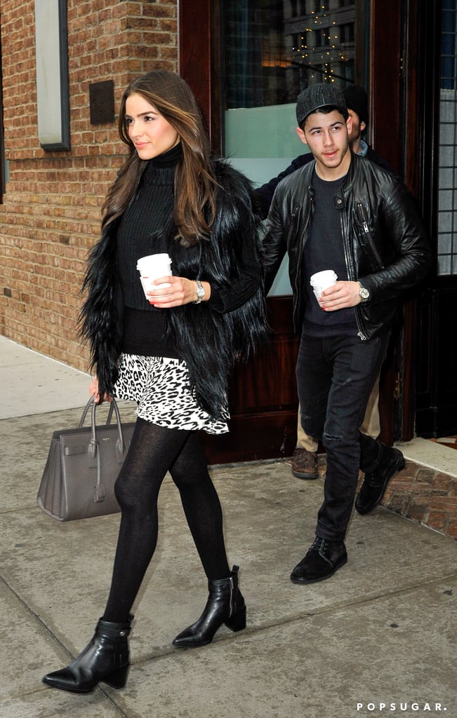 Nick Jonas let his girlfriend, Olivia Culpo, take the lead in NYC on Tuesday.