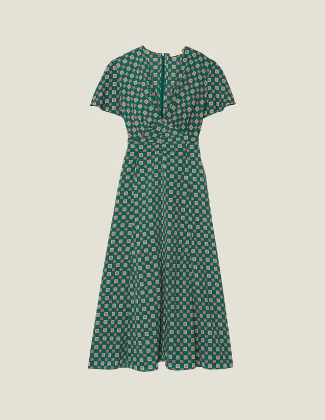 Sandro Paris Short-Sleeved Printed Flowing Dress