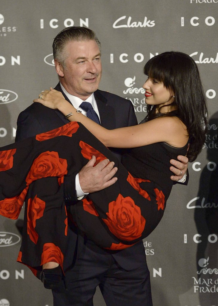 Alec Baldwin picked up his wife, Hilaria Baldwin, on the red carpet at the Icon Magazine Awards in Madrid, Spain, on Wednesday.