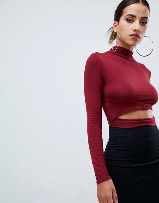 PrettyLittleThing Cut Out Roll Neck Top