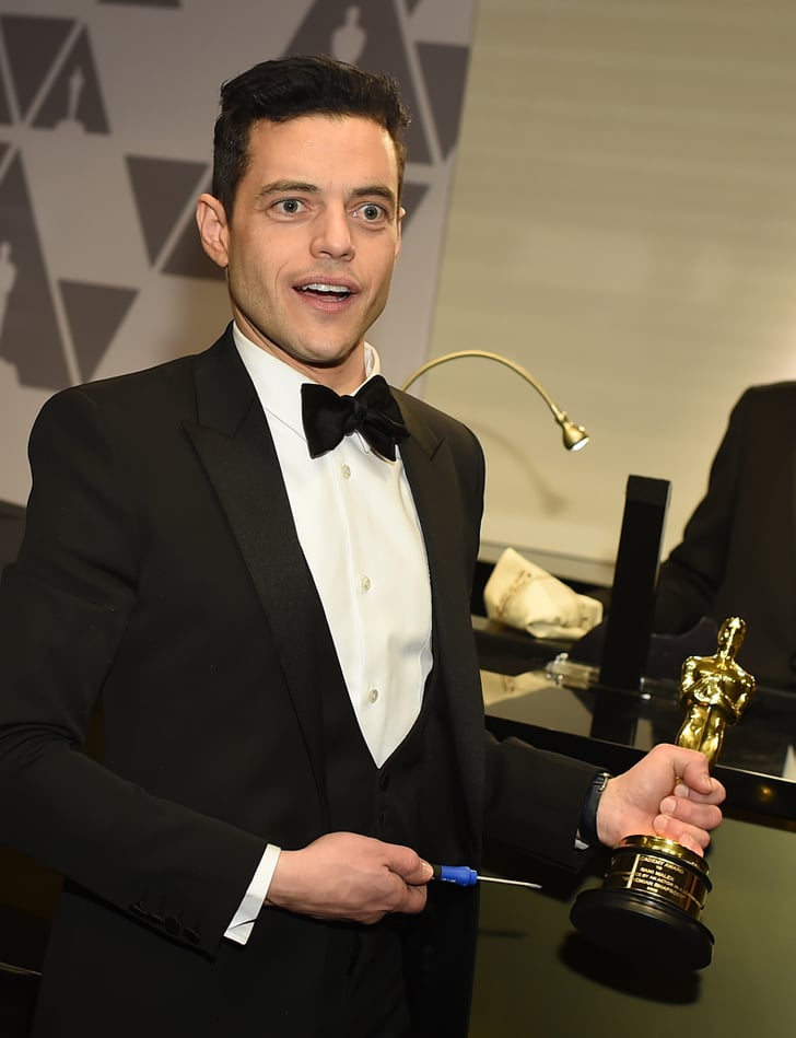 Rami Malek Spraying Champagne at the 2019 Oscars | POPSUGAR Celebrity ...