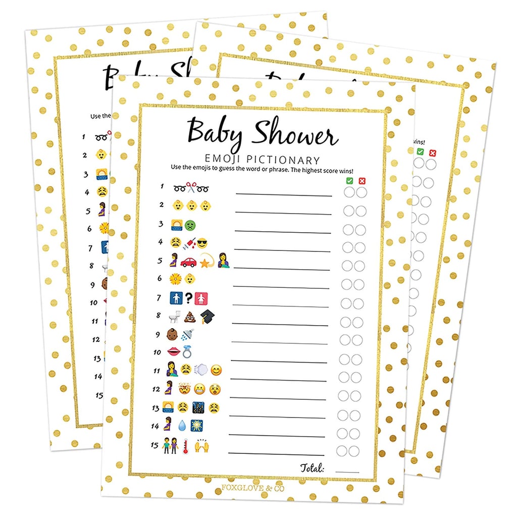 Polka-Dot Emoji Pictionary Baby Shower Game | Coed Baby Shower Games ...
