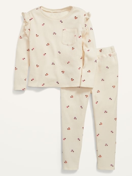 Old Navy Floral-Print Thermal-Knit Long-Sleeve T-Shirt and Pants Set for