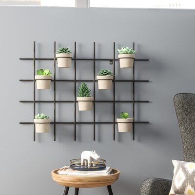 Wrought Studio Sola Grid Concrete Wall Planter