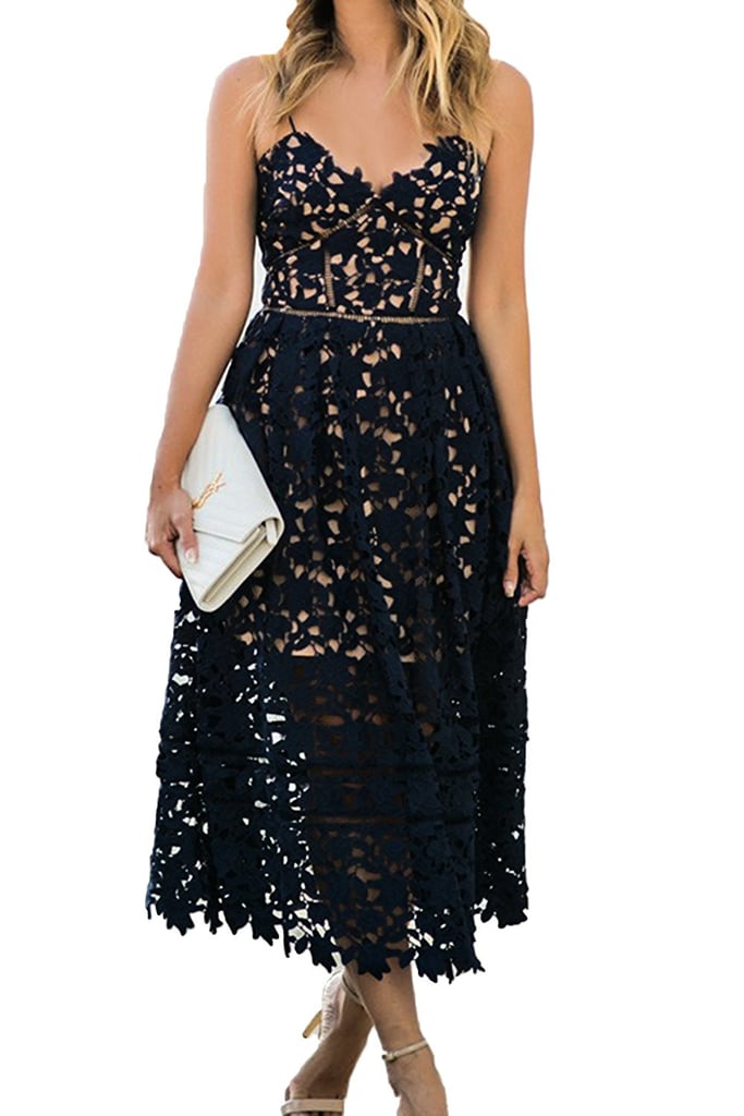 AlvaQ V Neck Sleeveless Lace Dress