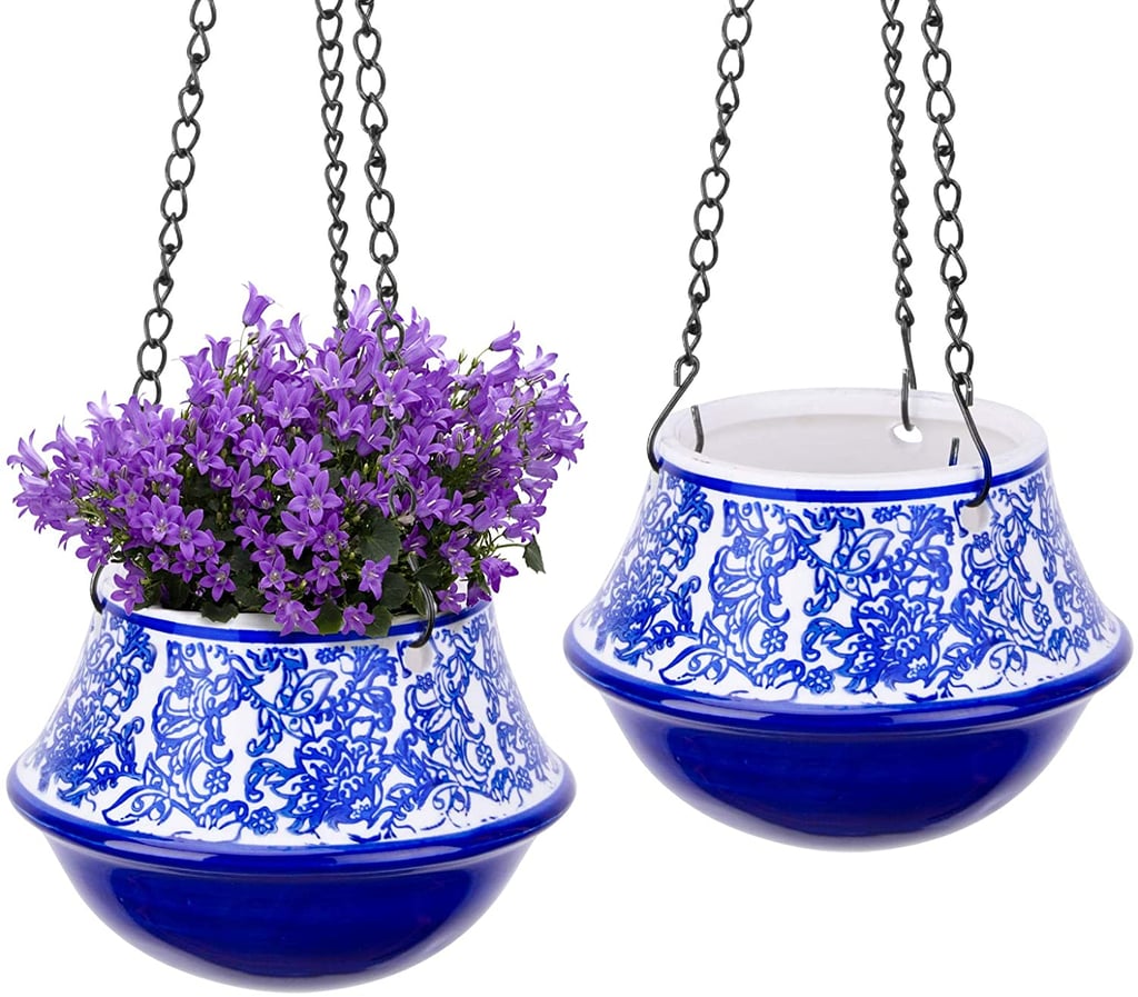 UERMEI Ceramic Blue and White Floral  Hanging Planters