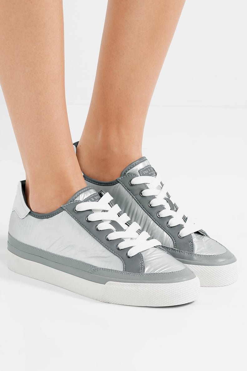 Rag & Bone Army Leather Trimmed Metallic Ripstop Sneakers