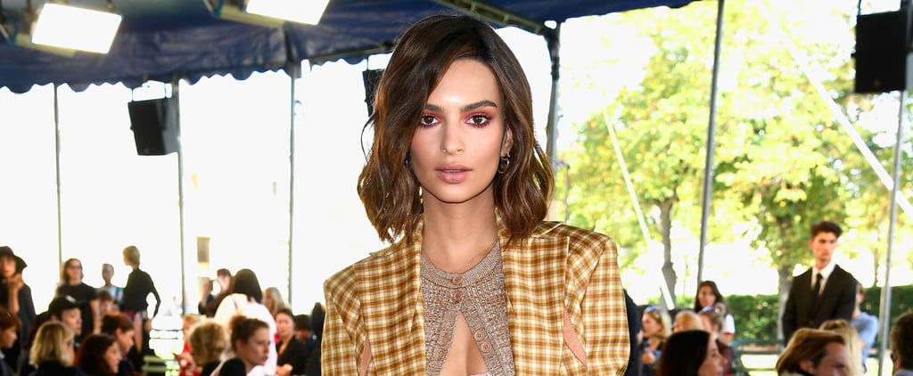 Emily Ratajkowski Wearing Nina Ricci Plaid Suit