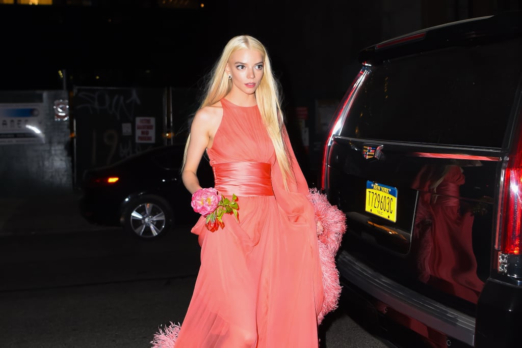Anya Taylor-Joy Pink Alexandre Vauthier Feather Gown at SNL