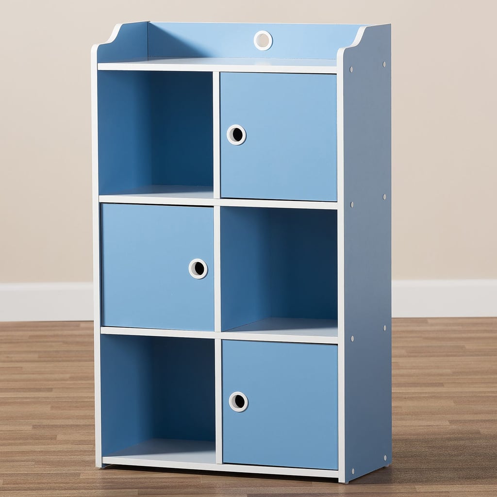 Mathilde Contemporary Blue and White Three-Door Bookcase