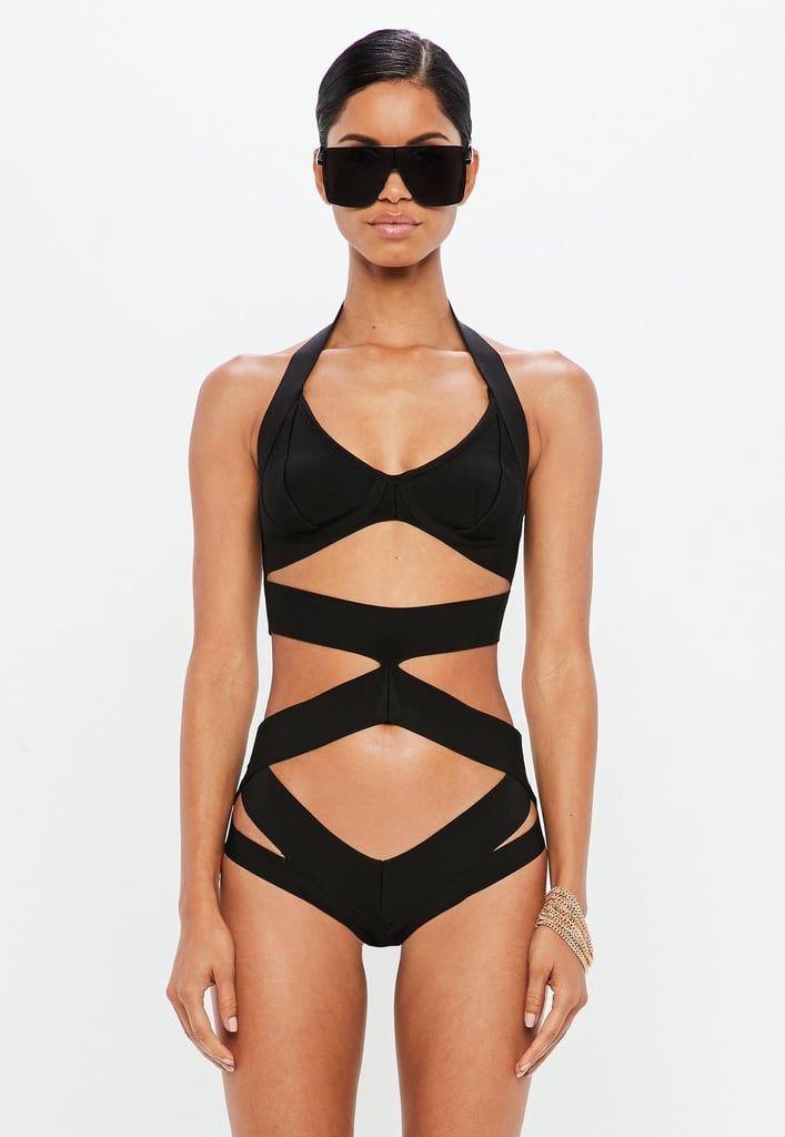 Peace + Love Black Bandage Underwired Cut Out Swimsuit