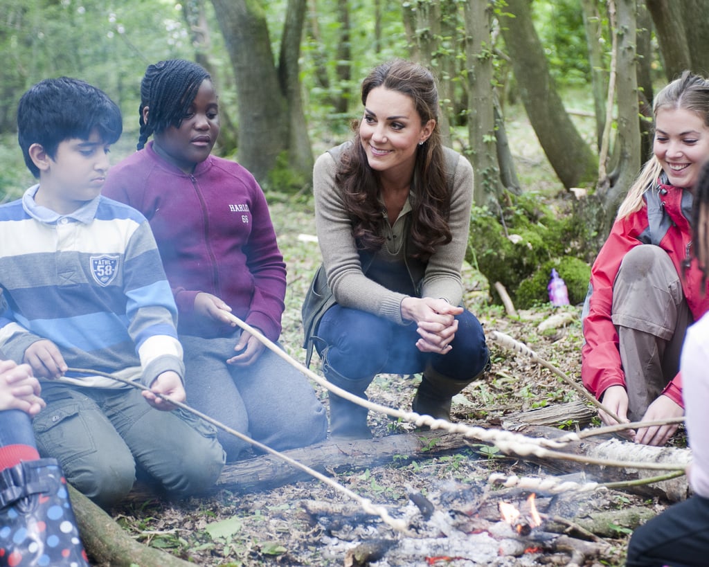 She got close to a group of campers when she made a visit to a school in Kent, England, back in June 2012.