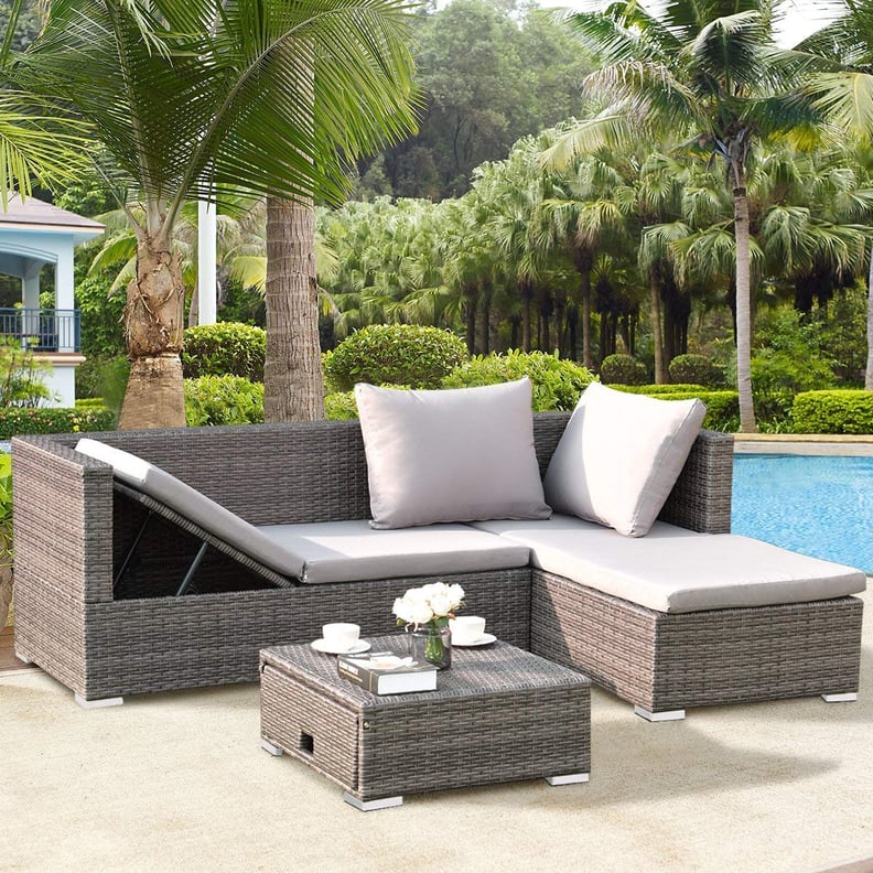 Tangkula Outdoor Garden Patio Wicker Rattan Adjustable Sofa