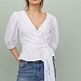 H&M Puff-Sleeved Wrapover Blouse