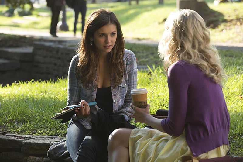 Look at her, with her books. | Elena on The Vampire Diaries Pictures