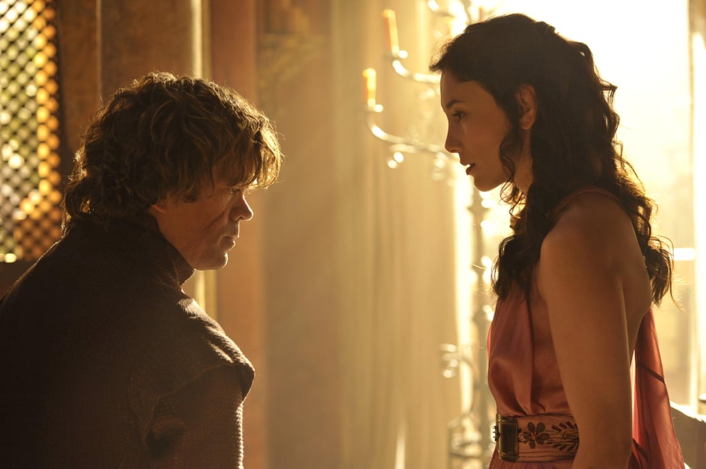 Peter Dinklage as Tyrion Lannister and Sibel Kekilli as Shae.