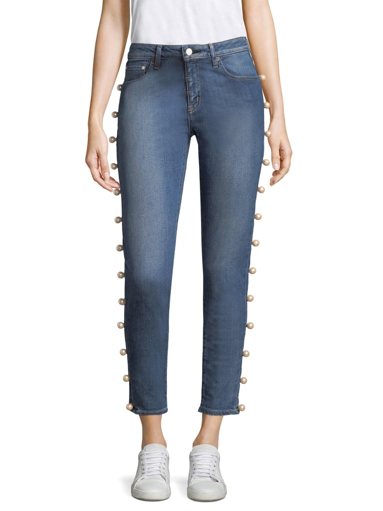 Lace and 2025 pearl ripped jeans