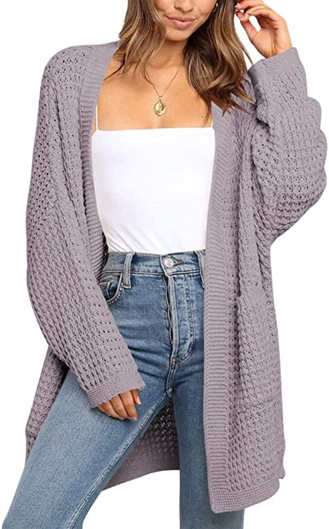 Logene Oversized Knit Long Cardigan Sweater with Pockets | Best Amazon ...