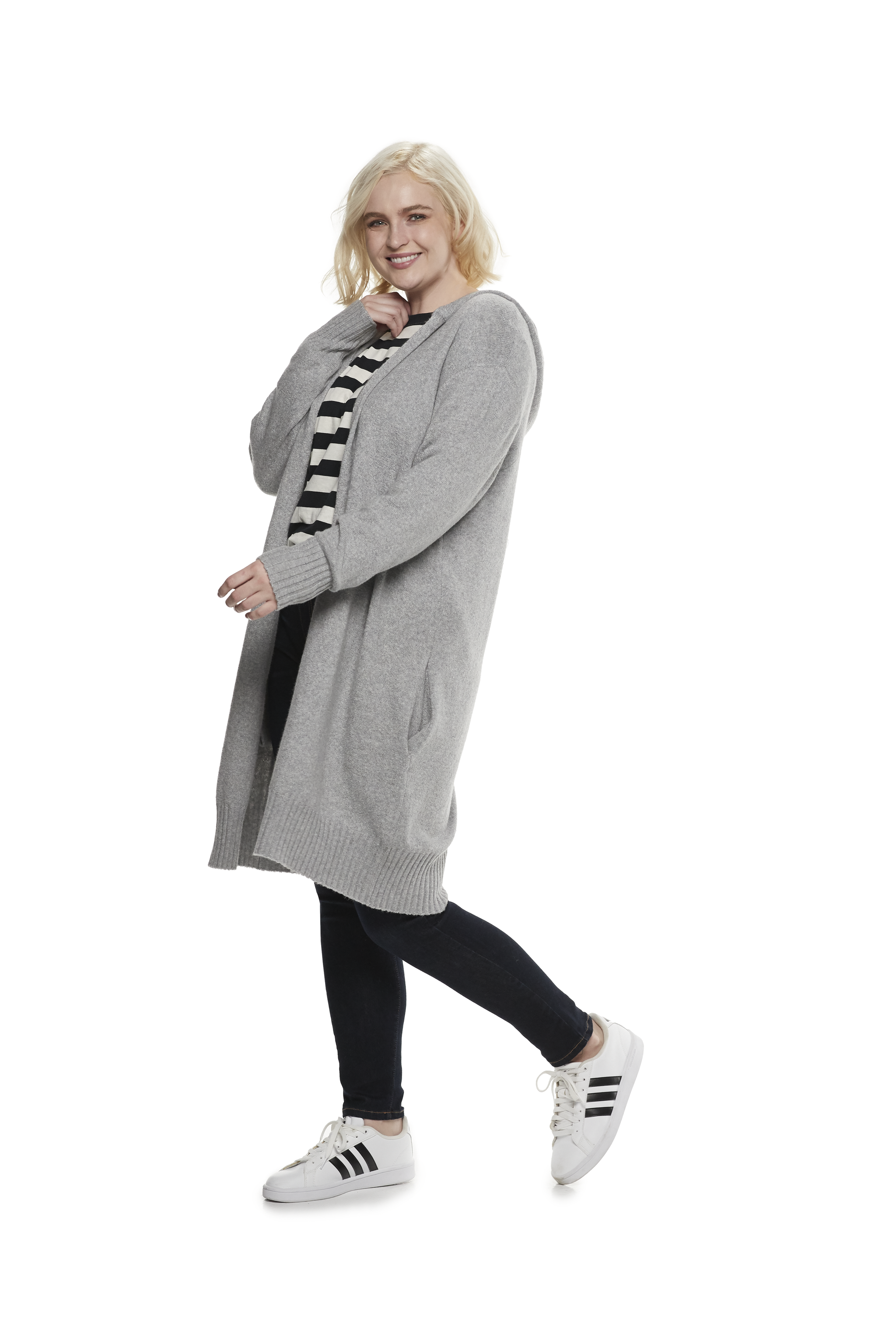 Grey hooded coatigan clearance
