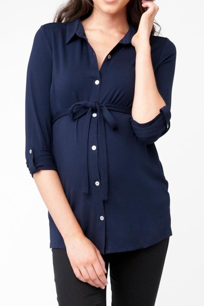 Blue Button-Down Blouse