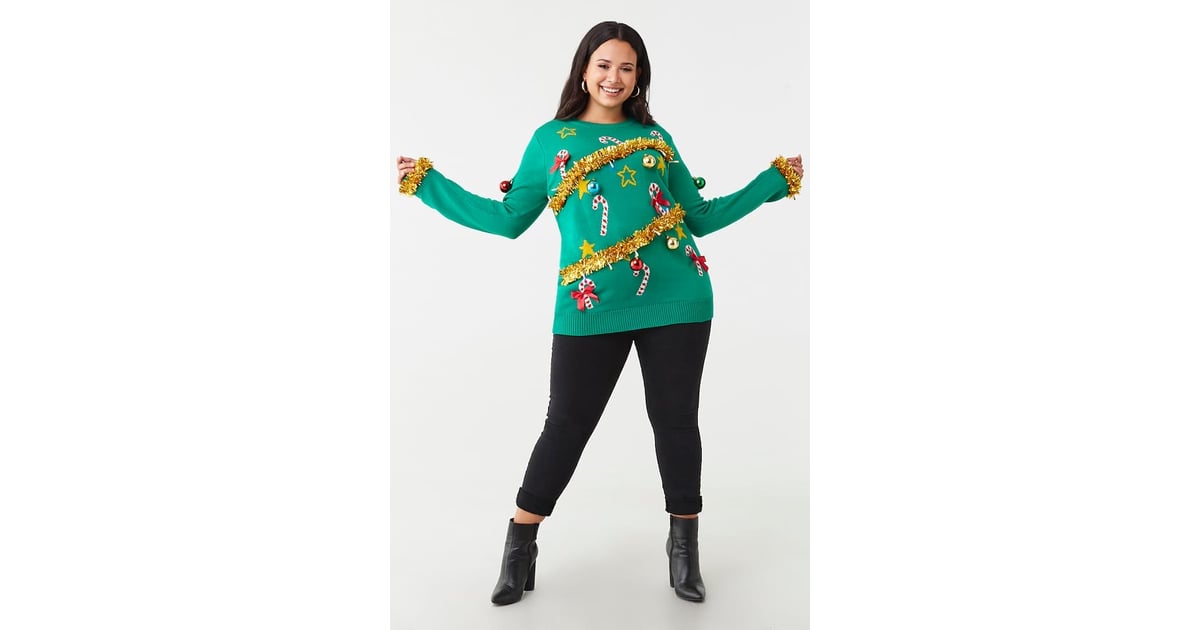 Plus Size Christmas Tree Sweater Dress Forever 21 Is Selling Obnoxiously Extra Christmas Tree Outfits And We Want Them All Popsugar Smart Living Photo 3