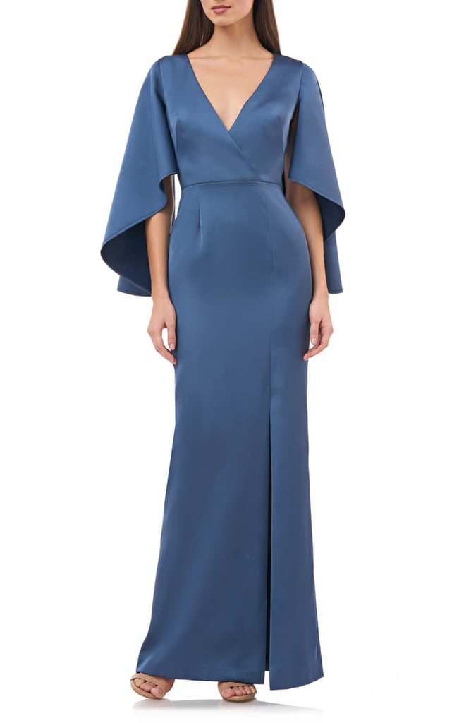 JS Collections Satin Crepe Trumpet Gown