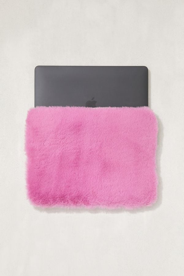 Skinnydip Pink Furry 13" Laptop Sleeve