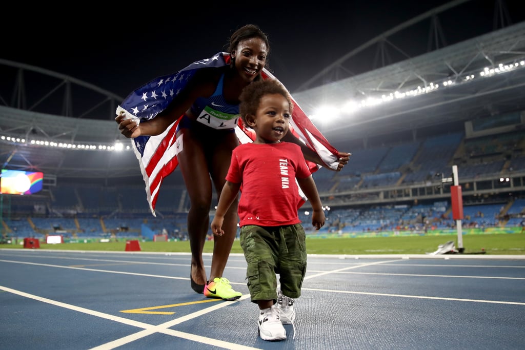 Nia Ali and Son Titus at the Summer Olympics 2016