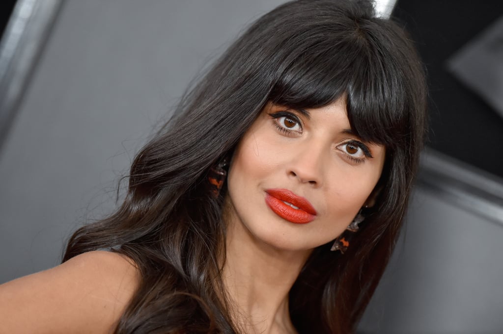 Jameela Jamil Goldfish Earrings at the 2019 Grammys