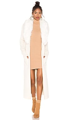 Show Me Your Mumu Lombardi Faux Fur Long Cardigan in Snowy White