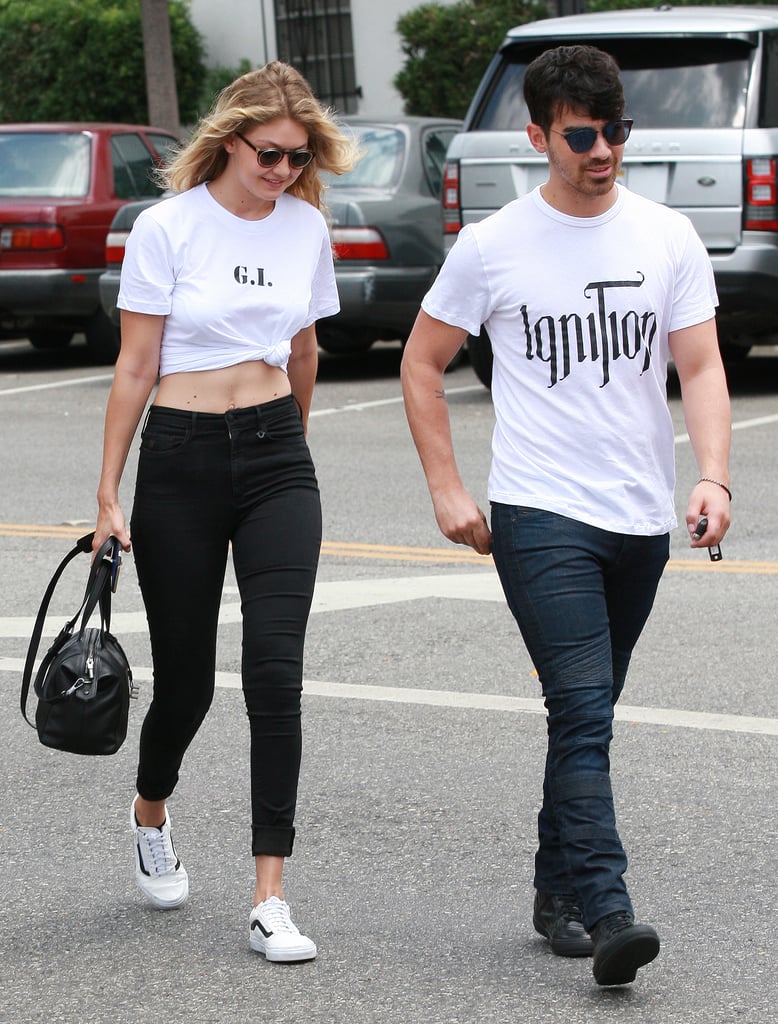 Gigi Hadid Wears a "G.I." Shirt With Joe Jonas | Pictures