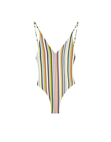 Demi Lovato's Colorful Solid & Striped One-Piece Swimsuit | POPSUGAR ...