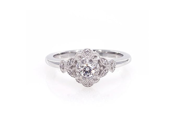 James Allen 14K White Gold Sculpted Flower Engagement Ring