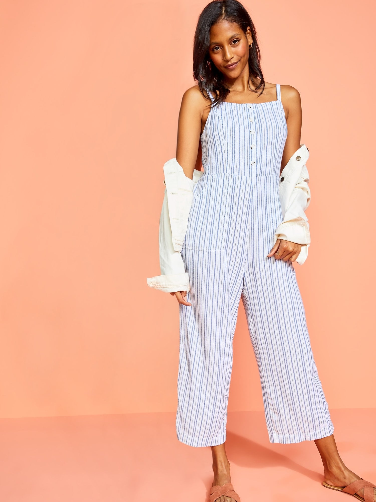 Old Navy Striped Linen Blend Cami Jumpsuit I m an Old Navy