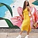 Topshop Yellow Cowl Neck Slip Dress
