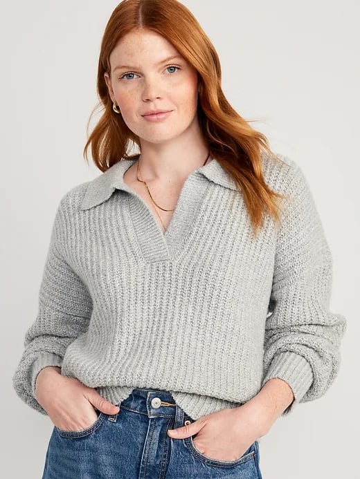 Cotton Ribbed Chevron V-Neck Sweater: Women's Designer Sweaters