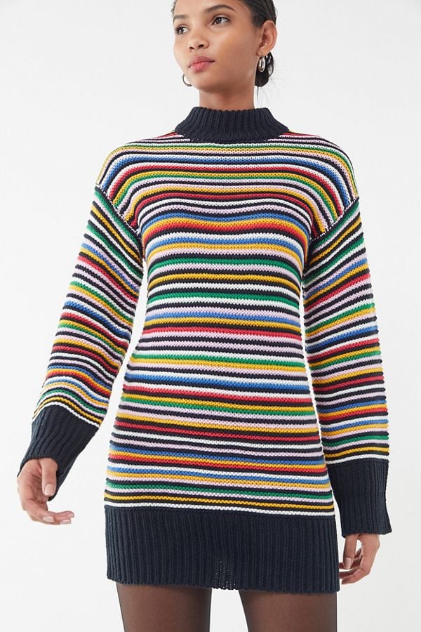 UO Striped Knit Mini Sweater Dress