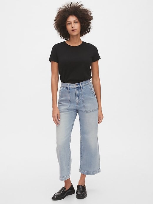 GAP WIDE LEG CROP JAMES - Relaxed fit jeans - light wash/light