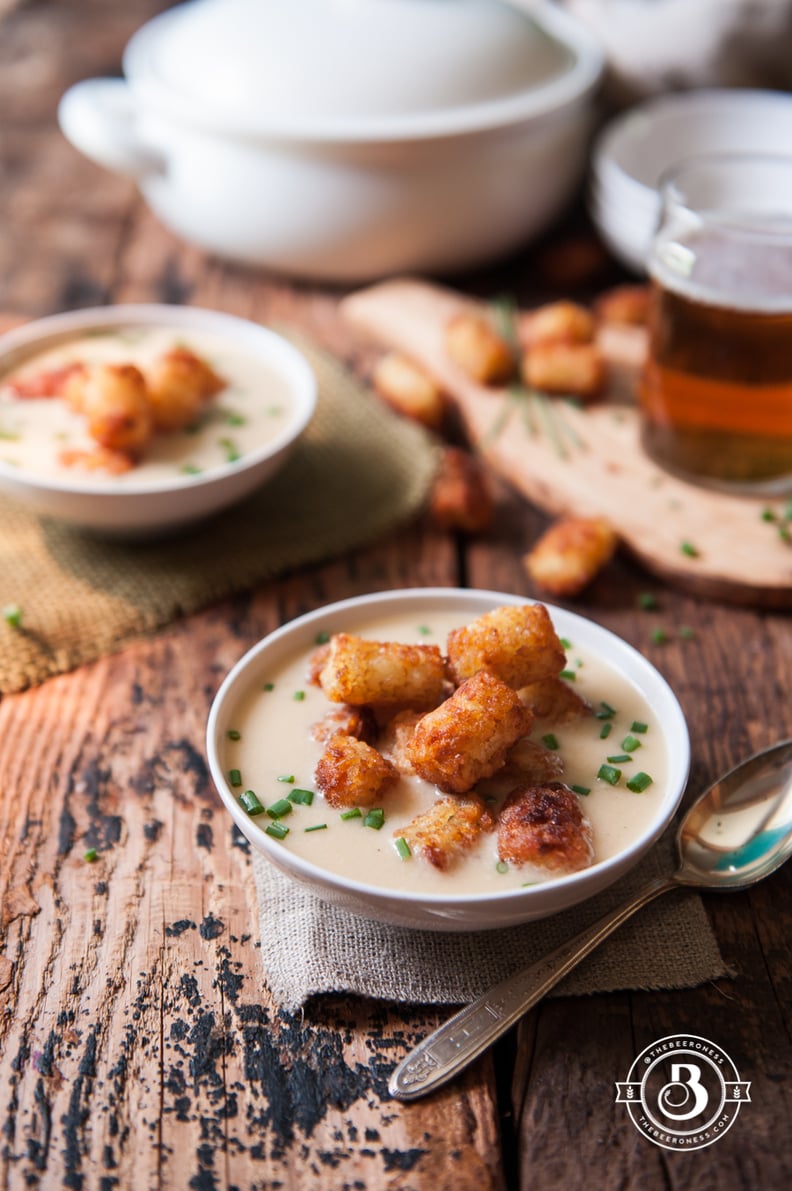 10-Minute Tater Tot Beer Cheese and Chives Soup