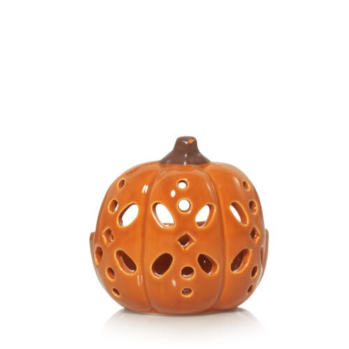 Pierced Pumpkin Tea Light Candle Holder