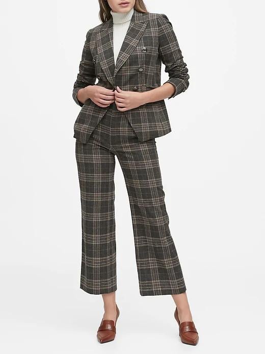 Plaid banana republic blazer womens best sale