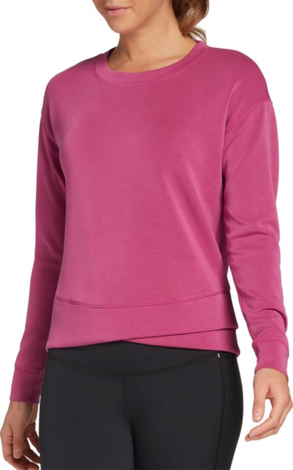 Calia by Carrie Underwood Women's Cupro Overlap Hem Crewneck Sweatshirt